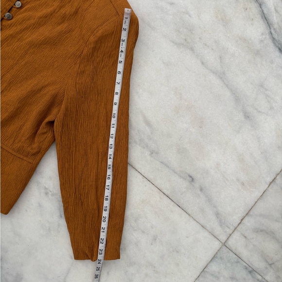 VTG AC Sport Jacket Rust Brown Crinkle Collarless Blazer Women 16W 90s Retro USA - Picture 5 of 11